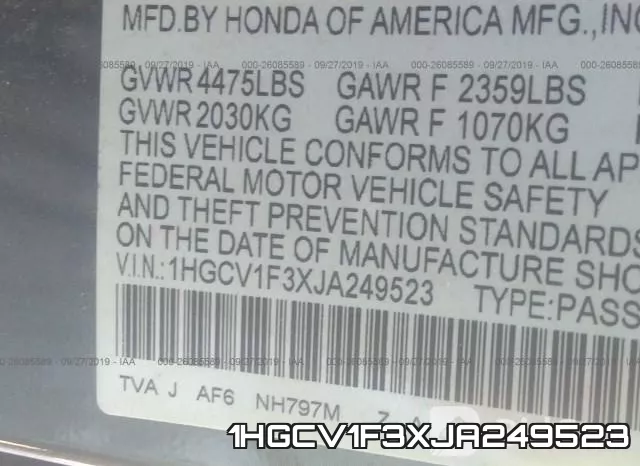 1HGCV1F3XJA249523 фото 10