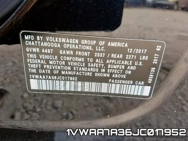 1VWAA7A36JC017952 фото 2
