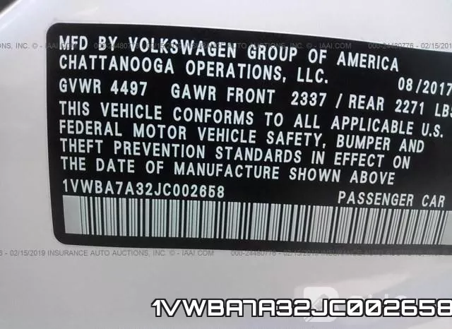 1VWBA7A32JC002658 фото 20