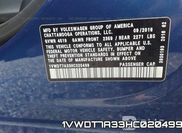 1VWDT7A33HC020499 фото 10