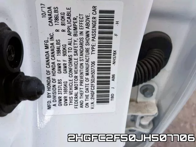 2HGFC2F50JH507706 фото 2