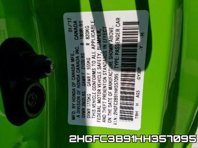 2HGFC3B91HH357095 фото 2