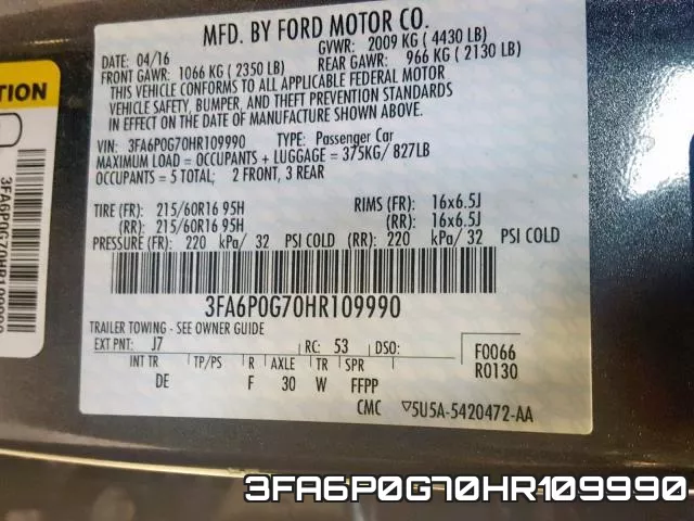 3FA6P0G70HR109990 фото 2
