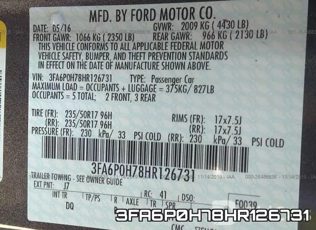 3FA6P0H78HR126731 фото 9
