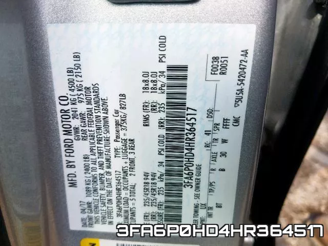 3FA6P0HD4HR364517 фото 2