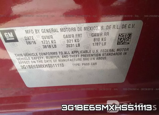 3G1BE6SMXHS511113 фото 10
