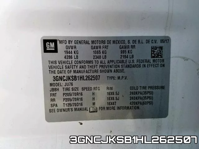3GNCJKSB1HL262507 фото 2