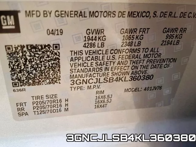 3GNCJLSB4KL360380 фото 2