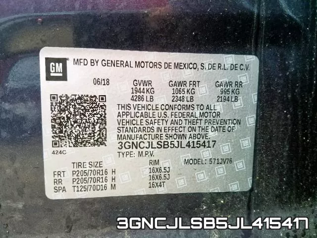 3GNCJLSB5JL415417 фото 2