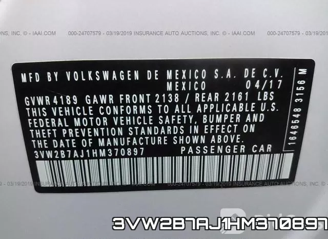 3VW2B7AJ1HM370897 фото 10