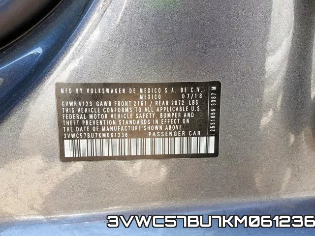 3VWC57BU7KM061236 фото 2