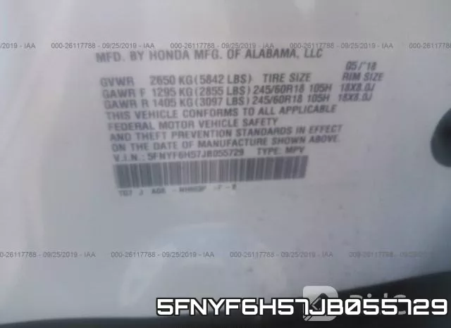 5FNYF6H57JB055729 фото 10