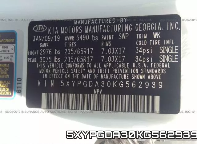 5XYPGDA30KG562939 фото 10