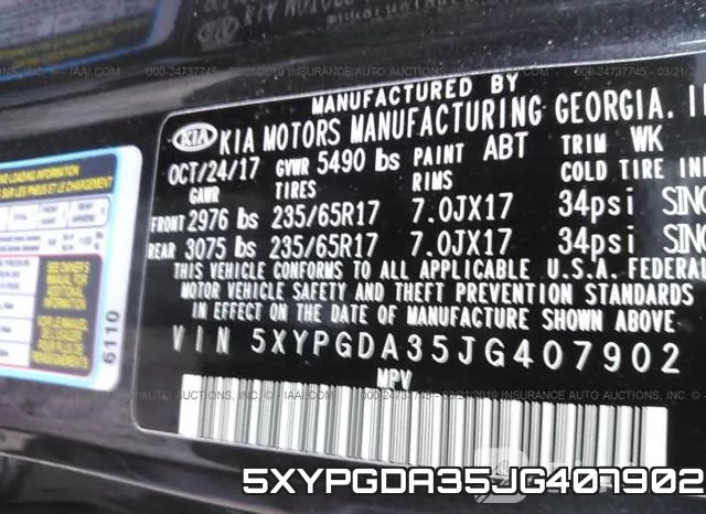 5XYPGDA35JG407902 фото 10