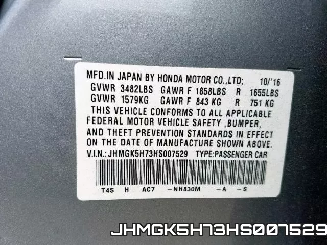 JHMGK5H73HS007529 фото 2