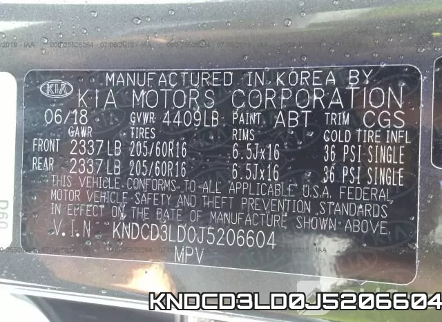 KNDCD3LD0J5206604 фото 10