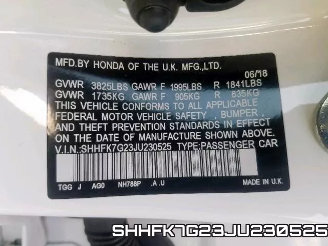 SHHFK7G23JU230525 фото 2