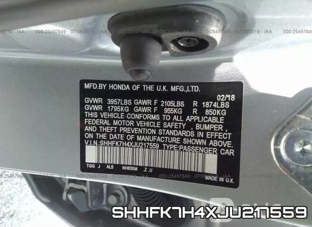 SHHFK7H4XJU217559 фото 10