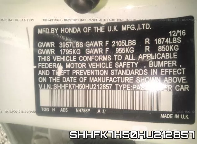 SHHFK7H50HU212857 фото 10