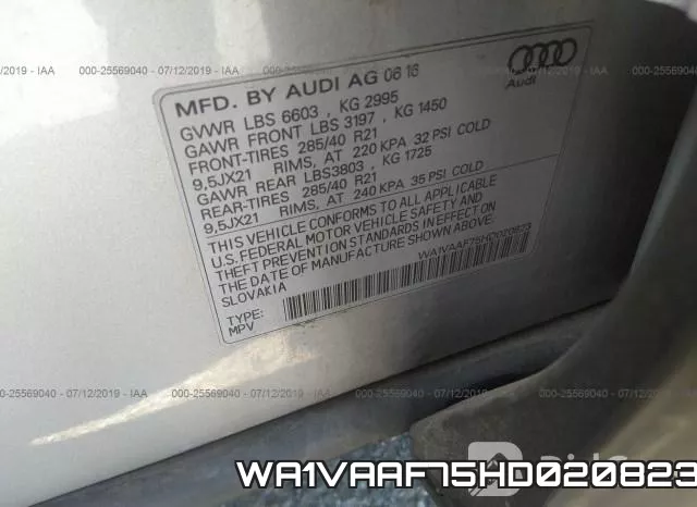 WA1VAAF75HD020823 фото 10