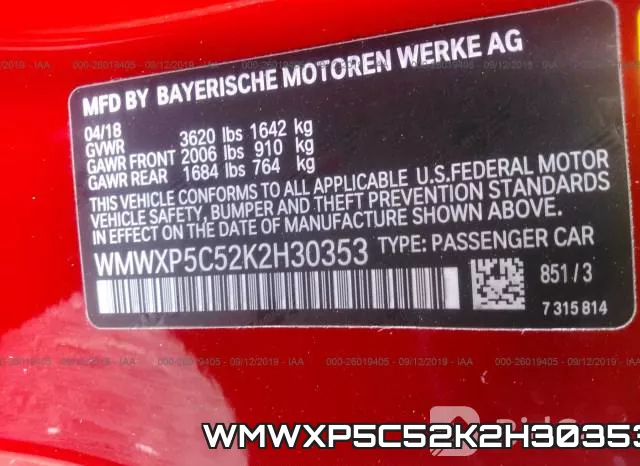 WMWXP5C52K2H30353 фото 10
