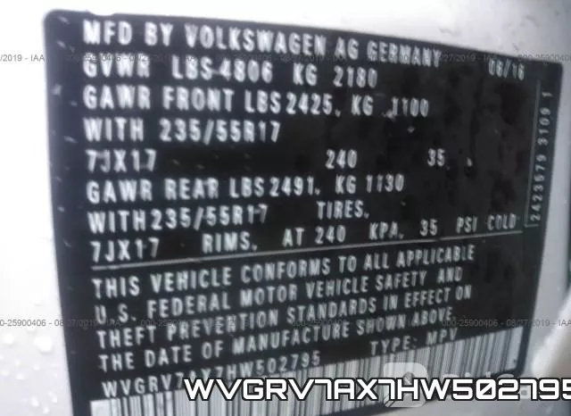WVGRV7AX7HW502795 фото 9