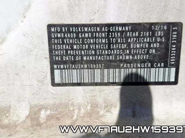 WVWVF7AU2HW159397 фото 2