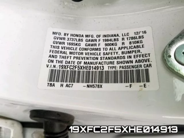 19XFC2F5XHE014913 фото 2