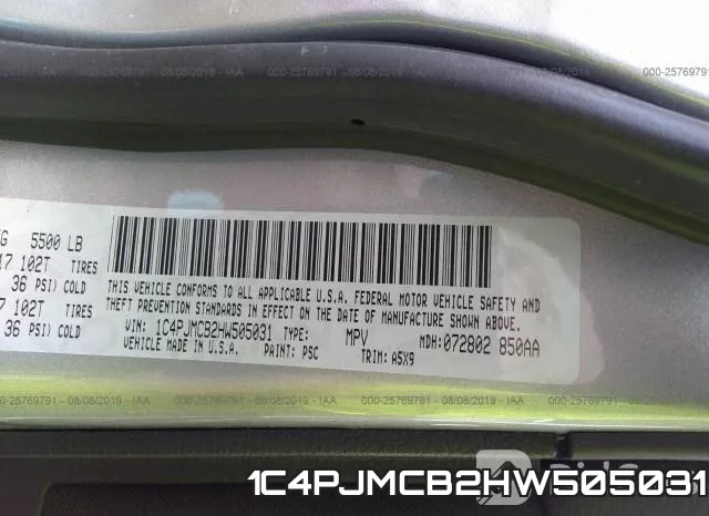 1C4PJMCB2HW505031 фото 10