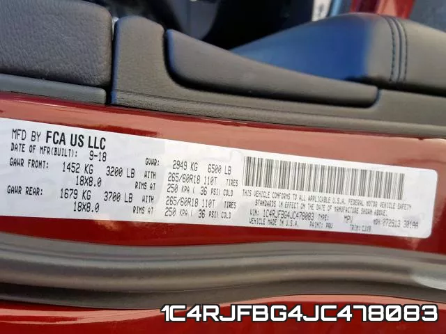 1C4RJFBG4JC478083 фото 2