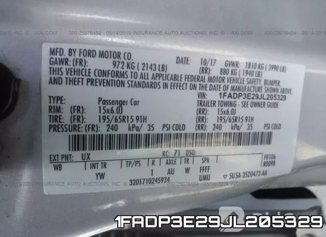 1FADP3E29JL205329 фото 10