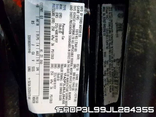 1FADP3L99JL284355 фото 2