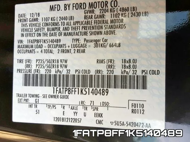 1FATP8FF1K5140489 фото 2