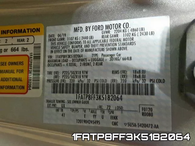 1FATP8FF3K5182064 фото 2