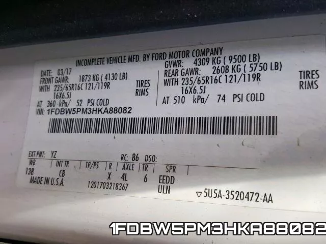 1FDBW5PM3HKA88082 фото 2