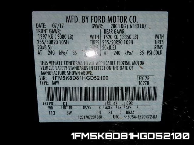 1FM5K8D81HGD52100 фото 2
