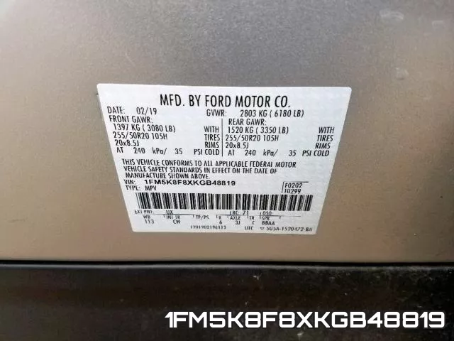 1FM5K8F8XKGB48819 фото 2