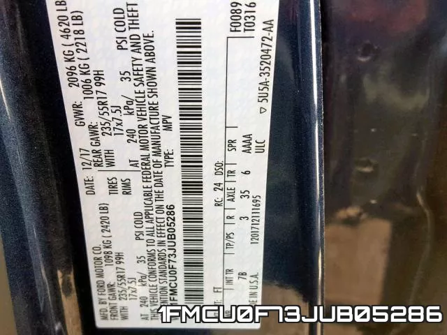 1FMCU0F73JUB05286 фото 2