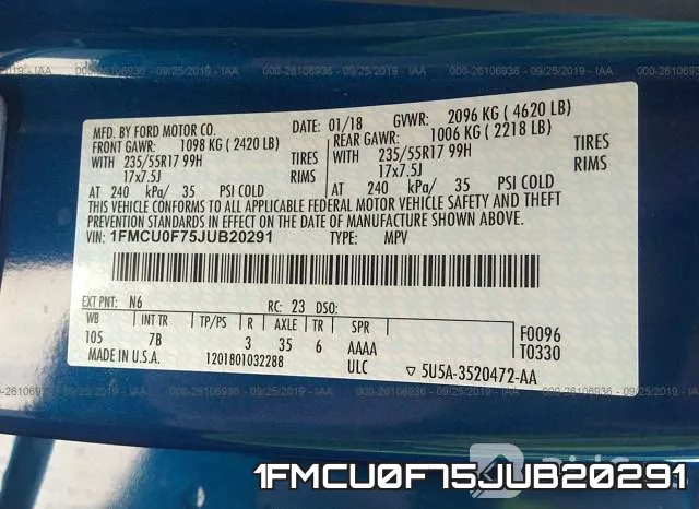 1FMCU0F75JUB20291 фото 10