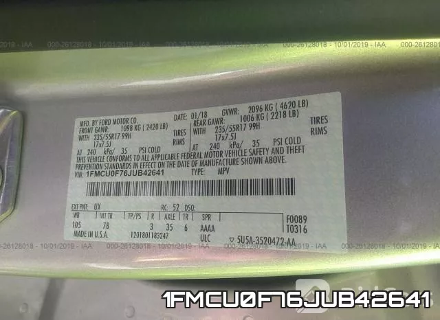 1FMCU0F76JUB42641 фото 10