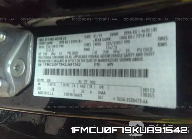 1FMCU0F79KUA91542 фото 10