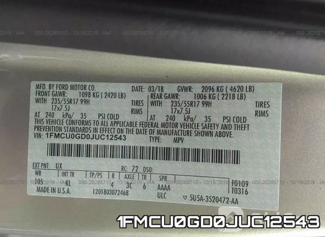 1FMCU0GD0JUC12543 фото 9