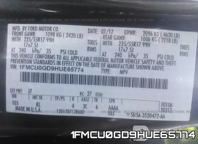 1FMCU0GD9HUE65774 фото 10