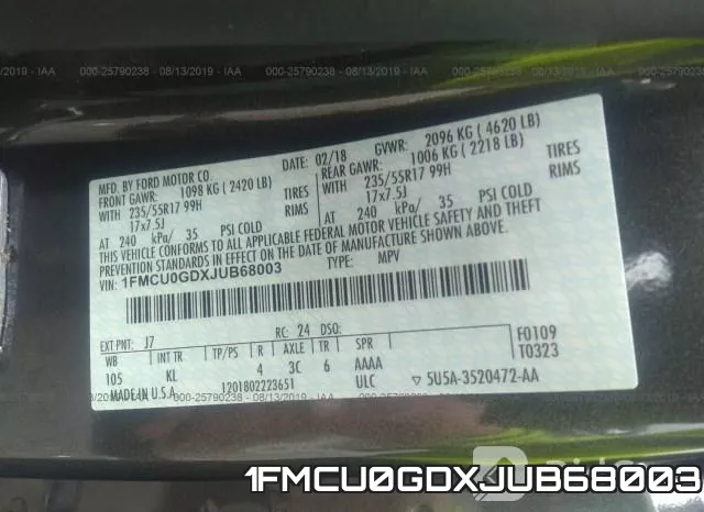 1FMCU0GDXJUB68003 фото 10