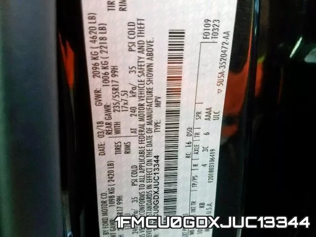 1FMCU0GDXJUC13344 фото 2