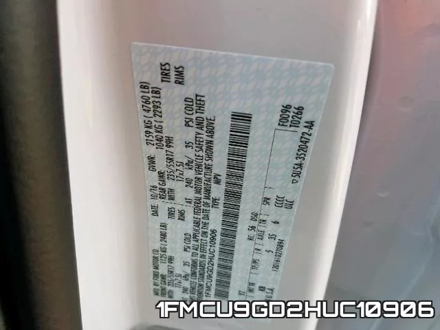 1FMCU9GD2HUC10906 фото 2