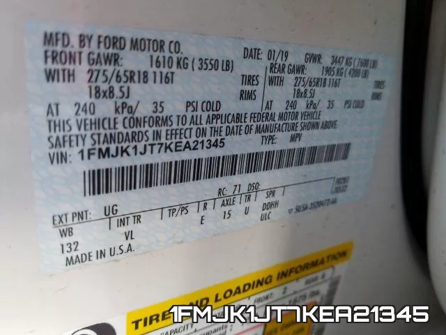 1FMJK1JT7KEA21345 фото 2
