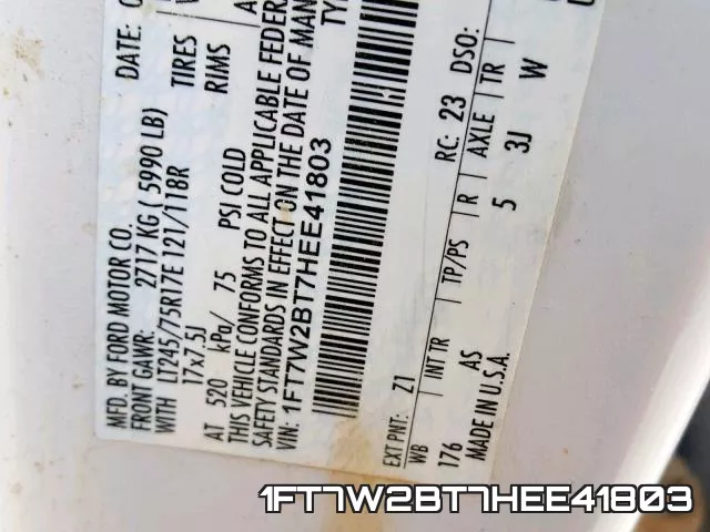 1FT7W2BT7HEE41803 фото 2