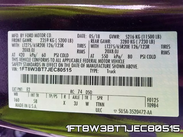 1FT8W3BT7JEC80515 фото 2