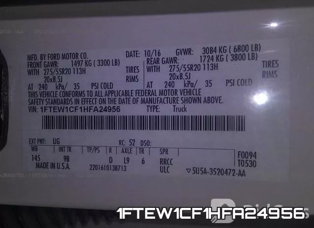 1FTEW1CF1HFA24956 фото 10